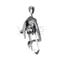 Dragon Pendant with Closed Wings in Quartz Point in Sterling Silver 925