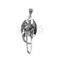 Open Wings Dragon Pendant on M Quartz Point in 925 Sterling Silver
