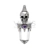 Quartz Skull in Point Pendant with Amethyst in Sterling Silver 925