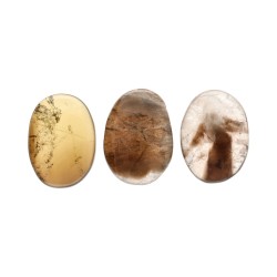 Flat Smoky Quartz Rhodium Plated