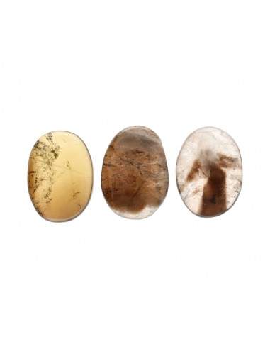 Flat Smoky Quartz Rhodium Plated