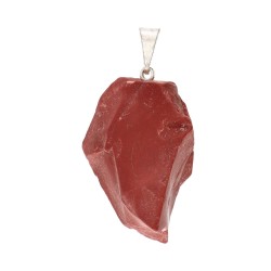 Ciondolo in Giada Rossa Grezza in Bagno d'Argento