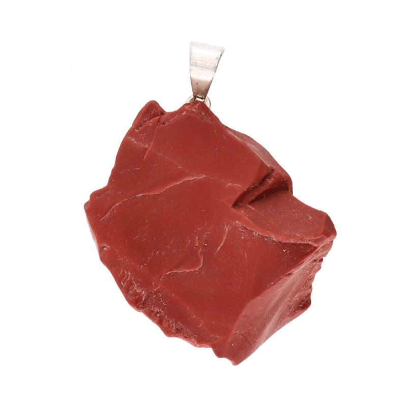 Ciondolo in Giada Rossa Grezza in Bagno d'Argento