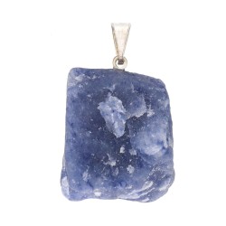 Pendente di Quarzo Blu Grezzo con Bagno d'Argento