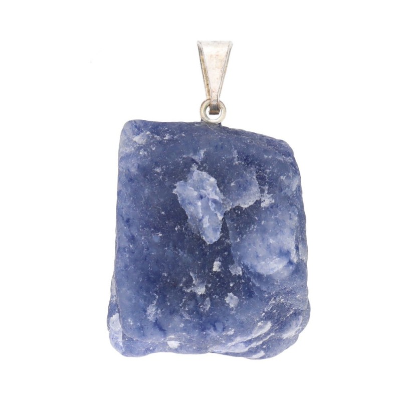 Pendente di Quarzo Blu Grezzo con Bagno d'Argento