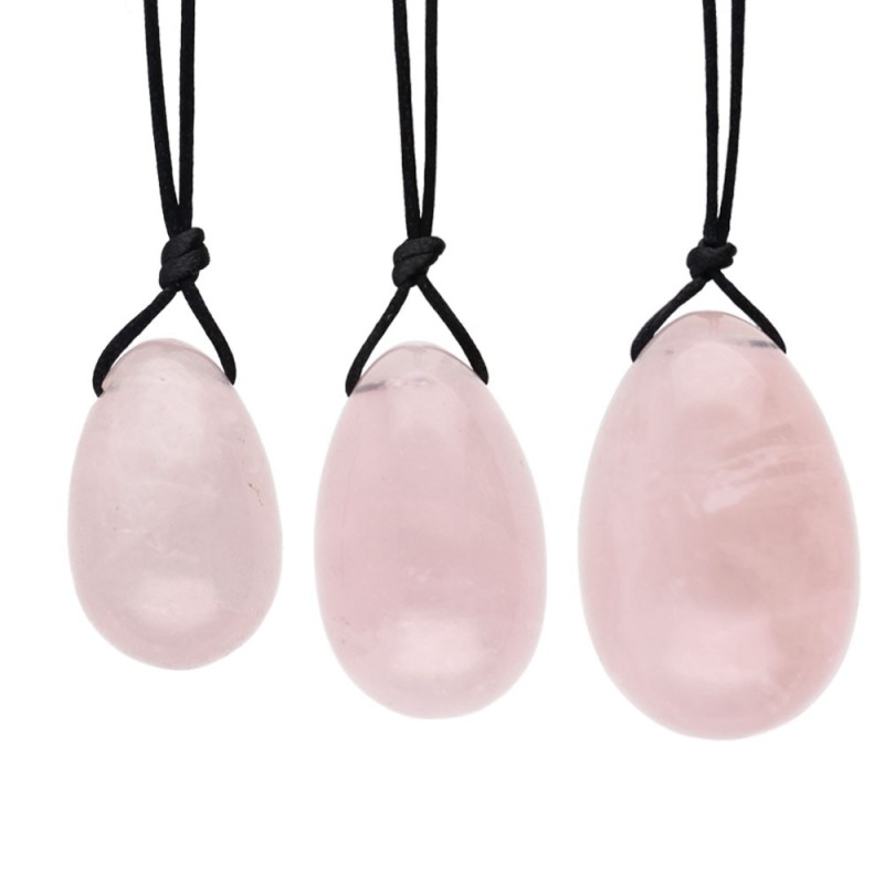 Pacchetto Uova Yoni in Quarzo Rosa con Foro