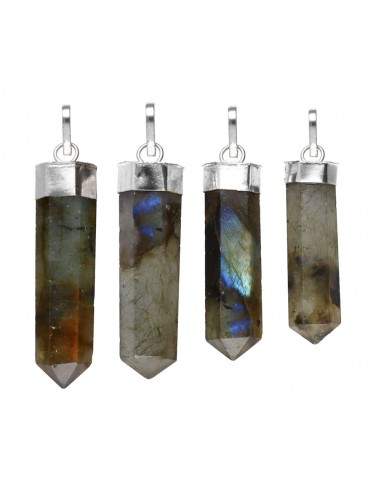 Silver Plated Labradorite Point Pendant