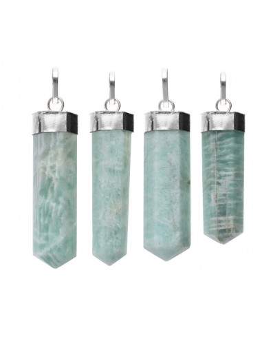 Silver Plated Amazonite Point Pendant