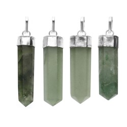 Pendente Punta di Quarzo Verde in Bagno d'Argento