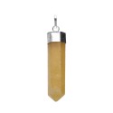 Silver Plated Yellow Aragonite Point Pendant