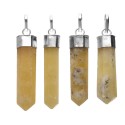 Silver Plated Yellow Aragonite Point Pendant