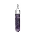 Pendentif en forme de pointe en mica lépidolite plaqué argent