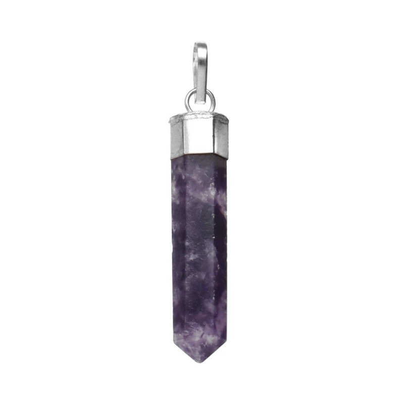Pendente Punta di Mica Lepidolite in Bagno d'Argento