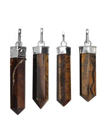 Pendentif œil de tigre plaqué argent