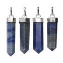 Pendentif en forme de pointe en quartz bleu plaqué argent