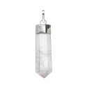 Pendentif en forme de pointe en quartz plaqué argent