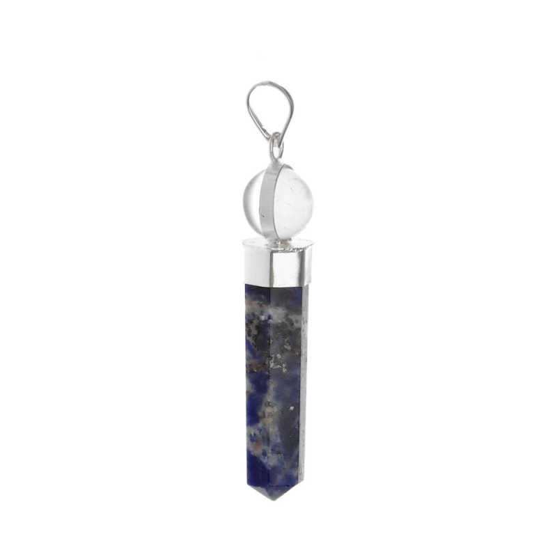 Pendente Punta di Sodalite con Sfera di Quarzo