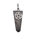 Shungite plana banhada a prata com pingente de pentagrama