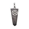 Flat Shungite Pendant with Pentagram in Silver Plating