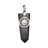 Flat Shungite with Sun in Silver Plating Pendant