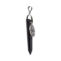 Flat Shungite with Sun in Silver Plating Pendant