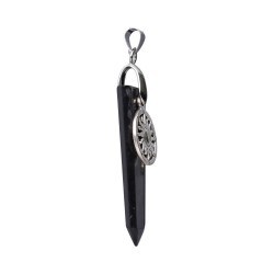 Pendente Piatto in Shungite con Sole in Bagno d'Argento