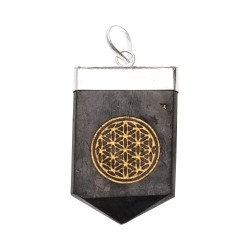 Pendente in Shungite Fiore della Vita in Bagno d'Argento