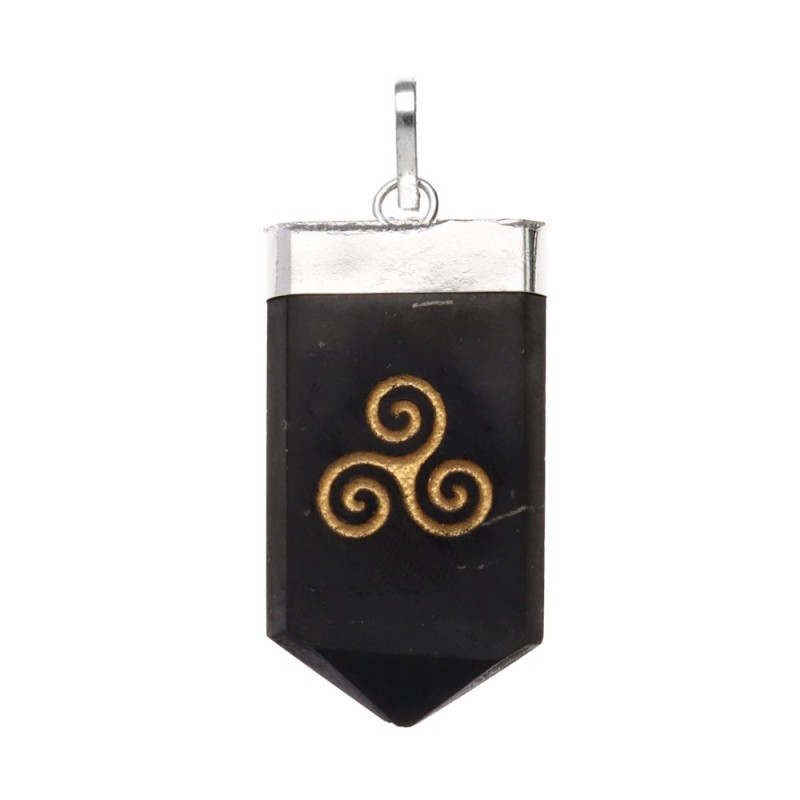 Ciondolo in Shungite Triskel con Bagno d'Argento