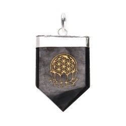 Ciondolo in Shungite Fiore di Loto in Bagno d'Argento