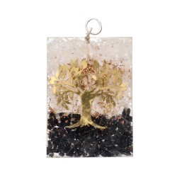 Pendente rettangolare in resina con albero della vita.