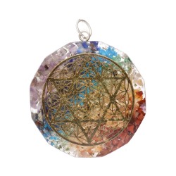 Pendente in Resina Chakras con Stella di David e Fiore della Vita