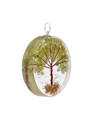 Pendentif en résine arbre de vie péridot