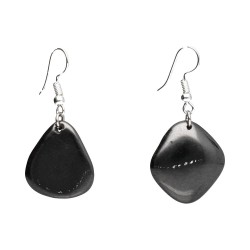 Orecchini a Goccia in Shungite con Bagno d'Argento