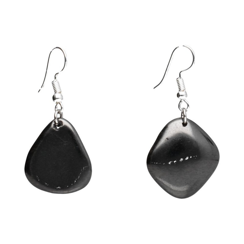 Orecchini a Goccia in Shungite con Bagno d'Argento