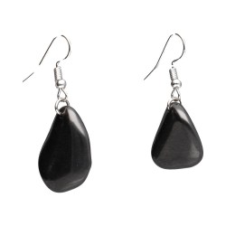 Orecchini a Goccia in Shungite con Bagno d'Argento