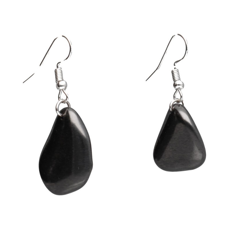 Orecchini a Goccia in Shungite con Bagno d'Argento