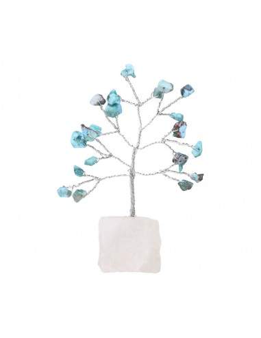 Mini Larimar Tree with Rough Quartz