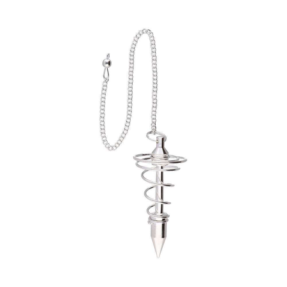 Large Silver Plated Spiral Pendulum (PEND143)