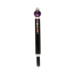Bastone Canalizzatore in Shungite, Ametista e Quarzo con Chakra in Argento