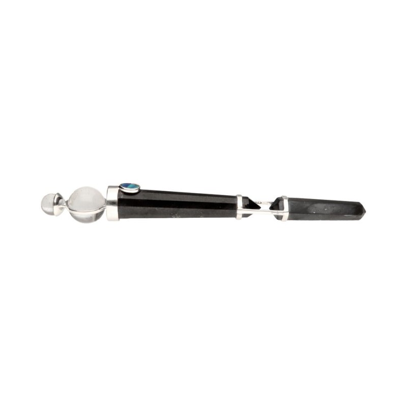Bastone Canalizzatore in Shungite, Quarzo e Opale in Argento Sterling 925