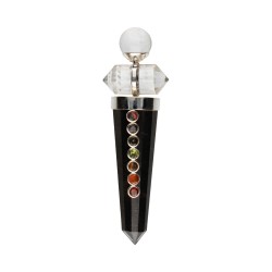 Bastone Canalizzatore in Shungite e Quarzo Biter e Chakre in Argento Sterling 925