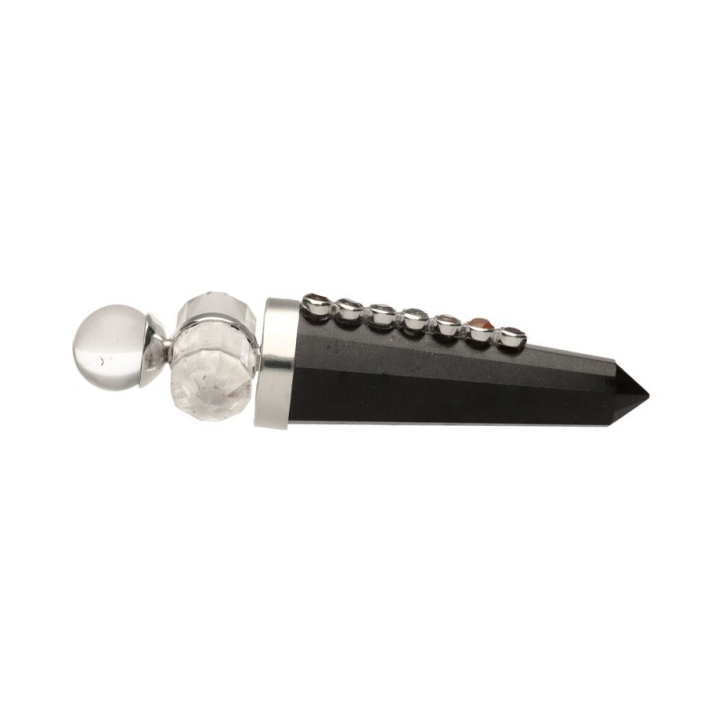 Bastone Canalizzatore in Shungite e Quarzo Biter e Chakre in Argento Sterling 925