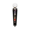 Bastone Canalizzatore in Shungite e Quarzo con Chakra in Argento Sterling 925