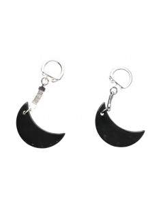 Shungite Moon Keychain