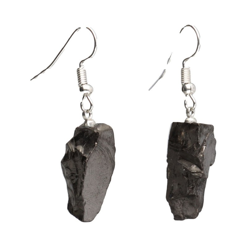 Orecchini in Shungite Elite con Bagno d'Argento
