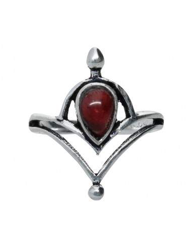 Bague plaquée argent avec minéraux -A79-