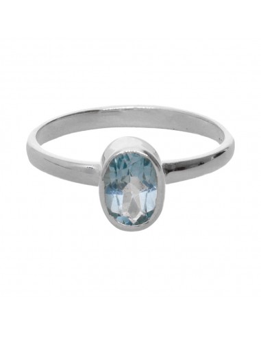 Anello ovale con topazio blu in...