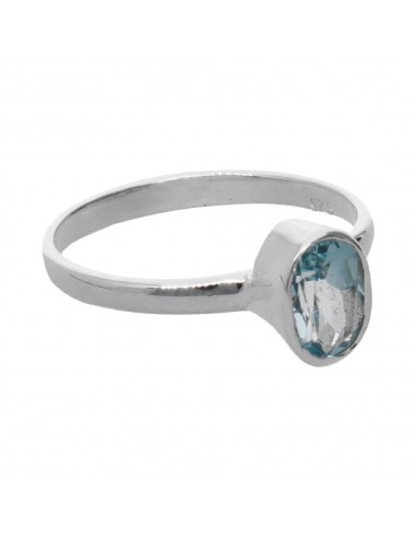 Anello ovale con topazio blu in...