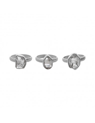 Bague Hérkimer brut en argent 925 nuancé