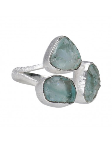 Anello di acquamarina grezza triplo...